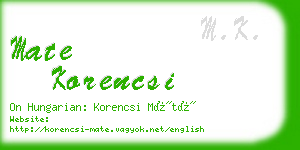 mate korencsi business card